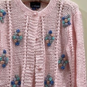 Vintage cottage core pink cardigan